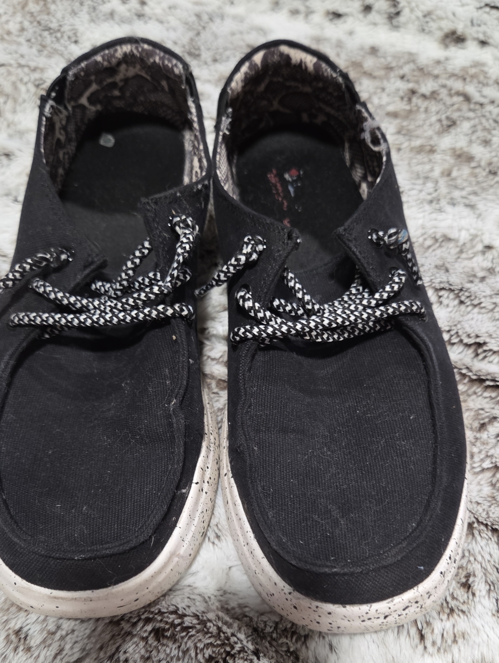 BOBS from Skechers Black Canvas Lace-Up Casual Flats